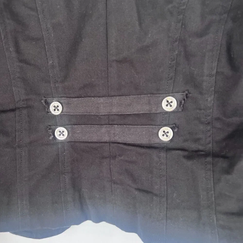 Cabi Black Lightweight Cotton Moto Military Style Layering Blazer Size 8‎